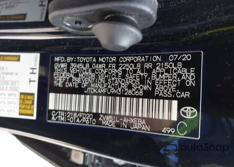 2021 Toyota Prius Le from USA, damaged, VIN JTDKAMFU9M3128068